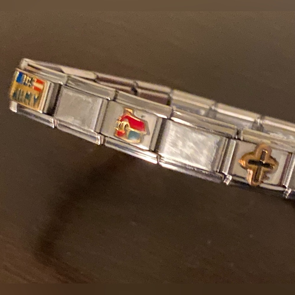 Vintage Manuel Zed Stainless Steel Link Charm Bracelet Italian Puzzle | Unisex - Picture 4 of 5